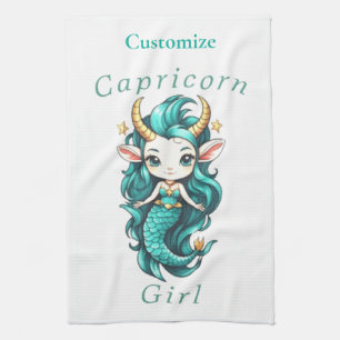 Capricorn Girl Mermaid Thunder_Cove Tea Towel