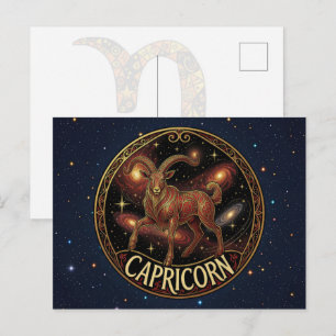 Capricorn Goat With A Horn Zodiac Symbol Postcard