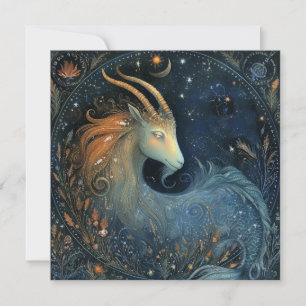 Capricorn Goat Zodiac Astrology Mystical Birthday Card