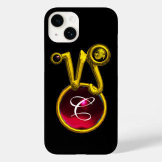 CAPRICORN GOLD ZODIAC SIGN RED RUBY MONOGRAM Case-Mate iPhone 14 CASE