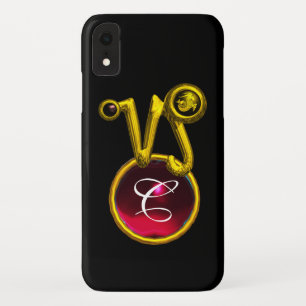 CAPRICORN GOLD ZODIAC SIGN RED RUBY MONOGRAM Case-Mate iPhone CASE