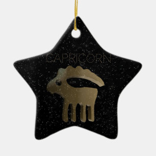 Capricorn golden sign ceramic tree decoration