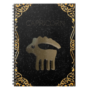 Capricorn golden sign spiral notebook