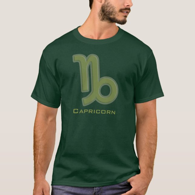 "Capricorn" graphic sign zodiac green mens t-shirt (Front)