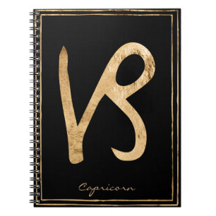 Capricorn hammered gold stylised astrology notebook