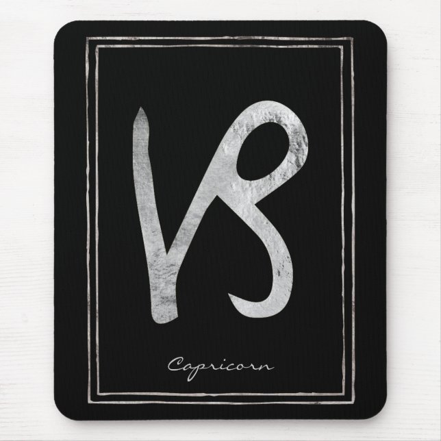 Capricorn hammered silver astrology zodiac star mouse pad (Front)