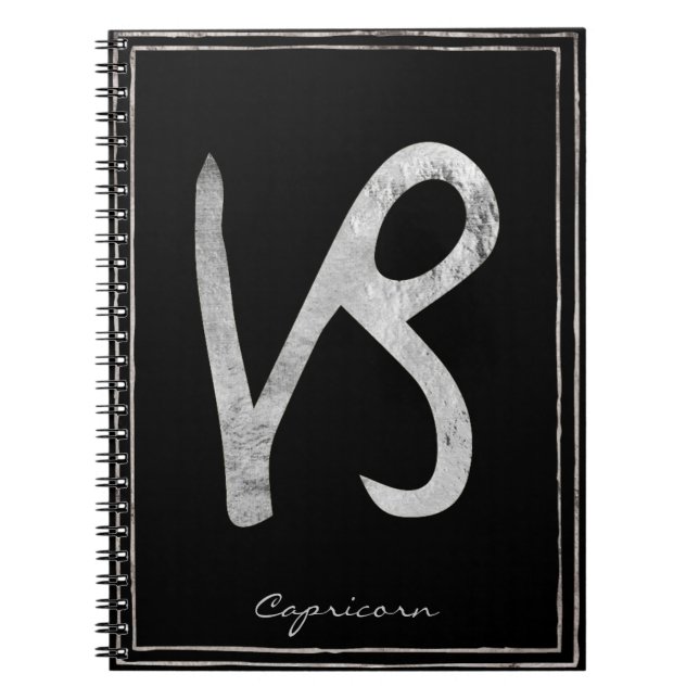 Capricorn hammered silver stylised astrology notebook (Front)