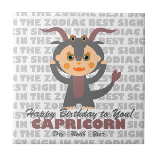 Capricorn Happy Birthday Tile (Front)