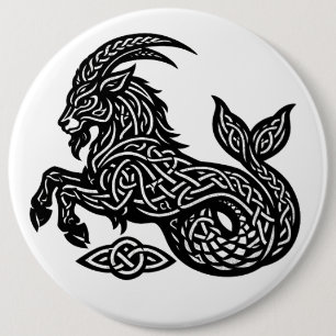 Capricorn — Haunted Ink Zodiac Goat‑Fish 6 Cm Round Badge