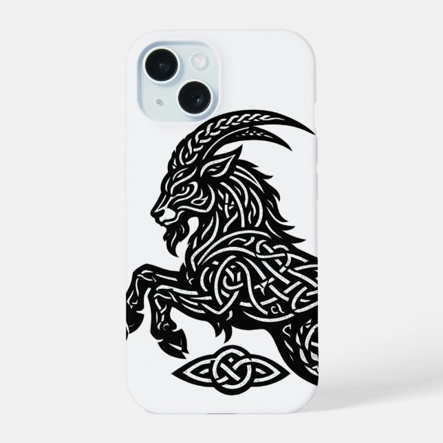 Capricorn — Haunted Ink Zodiac Goat‑Fish iPhone 15 Case (Back)