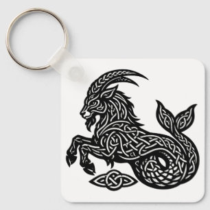 Capricorn — Haunted Ink Zodiac Goat‑Fish Key Ring