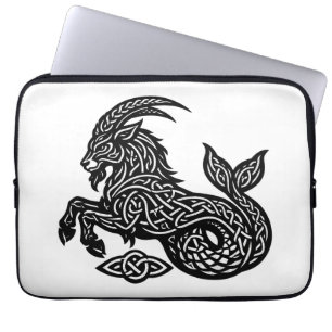 Capricorn — Haunted Ink Zodiac Goat‑Fish Laptop Sleeve