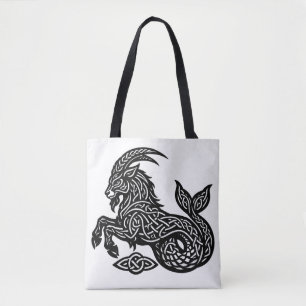 Capricorn — Haunted Ink Zodiac Goat‑Fish Tote Bag