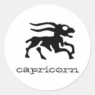 Capricorn in black classic round sticker