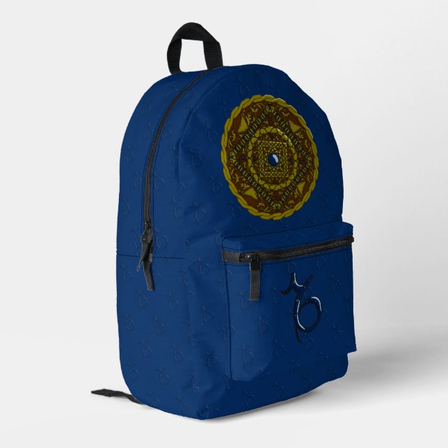 Capricorn Mandala Printed Backpack (Back Corner Left)