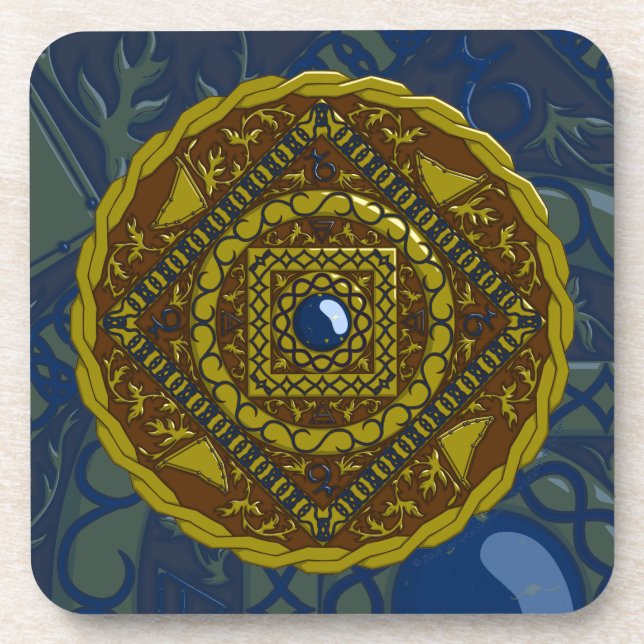 Capricorn Mandala Square Coaster (Front)