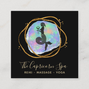 *~* Capricorn Mermaid Opal Gold Rainbow Goddess Square Business Card