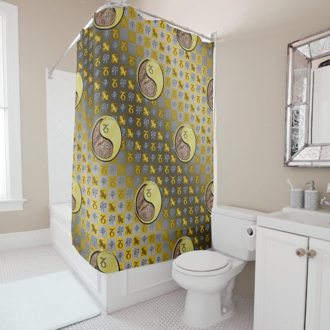 Capricorn & Metal Rabbit Shower Curtain (In Situ)