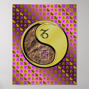 Capricorn & Metal Rooster Poster