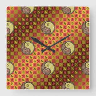 Capricorn & Metal Tiger Square Wall Clock
