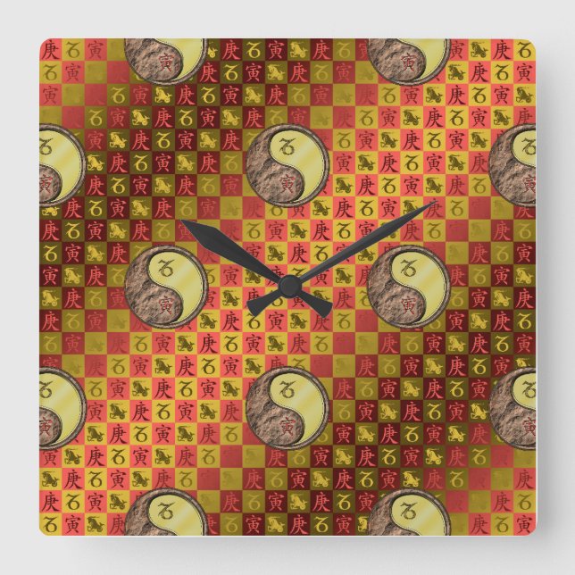 Capricorn & Metal Tiger Square Wall Clock (Front)