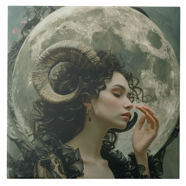 Capricorn Moon Astrology Zodiac Ceramic Tile (Front)