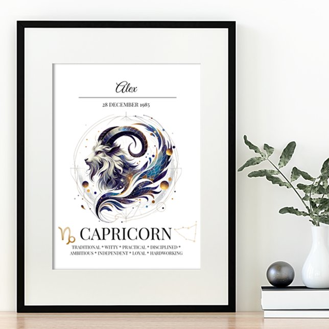 Capricorn Personalised Elegant Zodiac Watercolor Poster (Creator Uploaded)