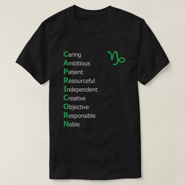 Capricorn Personality Astrology Zodiac Horoscope T-Shirt (Design Front)