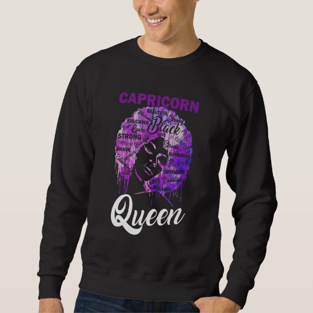 Capricorn Queen Black Woman Afro Natural Hair Afri Sweatshirt (Front)