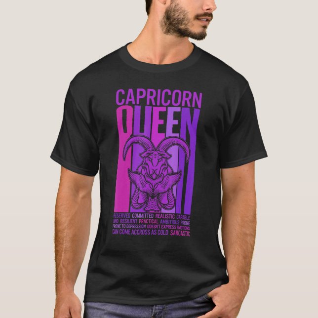 Capricorn Queen Zodiac Sign Purple Women Horoscope T-Shirt (Front)