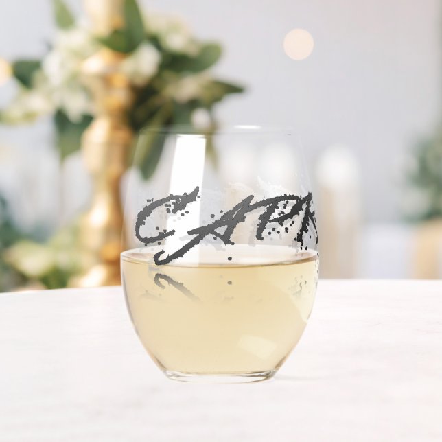 Capricorn Reflection Stemless Wine Glass (Insitu (Wedding))