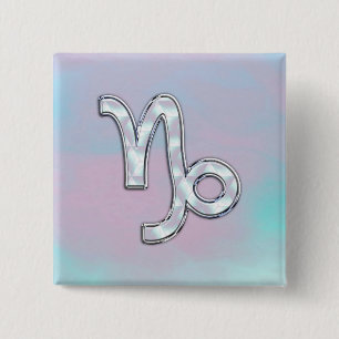 Capricorn Sign on Mother of Pearl Nacre Style 15 Cm Square Badge