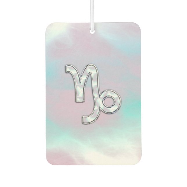 Capricorn Sign on Mother of Pearl Nacre Style Car Air Freshener (Front)