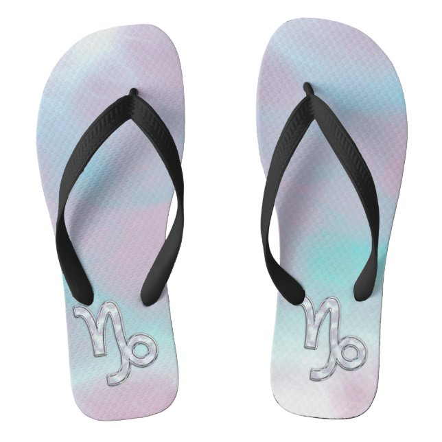 Capricorn Sign on Mother of Pearl Nacre Style Jandals (Footbed)