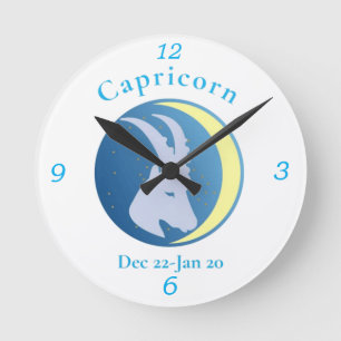 Capricorn Sign Thunder_Cove Round Clock