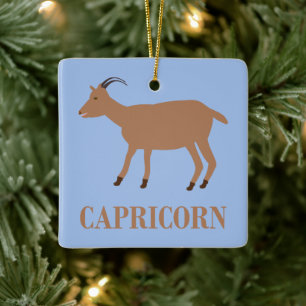 Capricorn Star Sign Goat Custom Name Ceramic Ornament