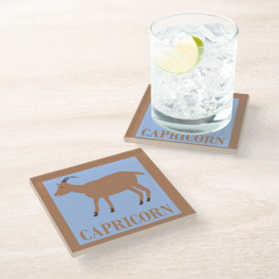 Capricorn Star Sign Goat Glass Coaster