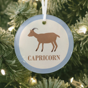 Capricorn Star Sign Goat Glass Tree Decoration