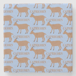 Capricorn Star Sign Goat Patterned Stone Coaster