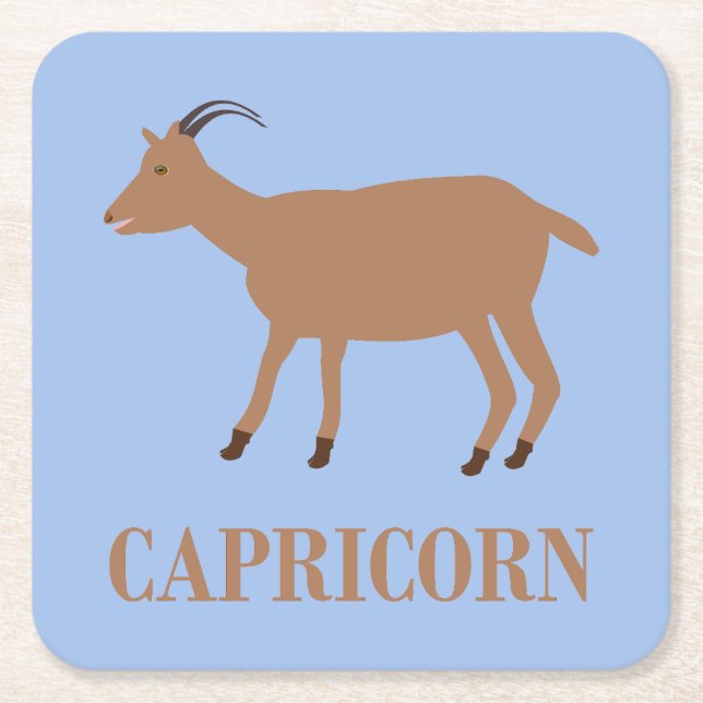 Capricorn Star Sign Goat Square Paper Coaster (Front)