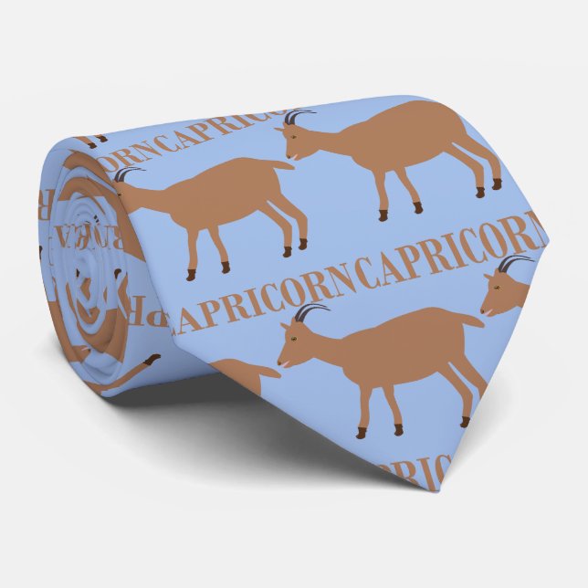 Capricorn Star Sign Goat Tie (Rolled)