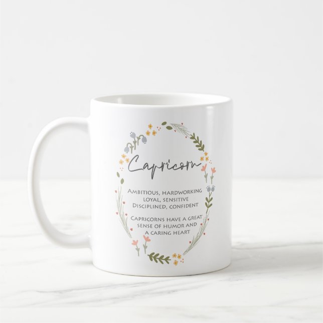 Capricorn Star Sign January Birthday Gift Coffee Mug (Left)