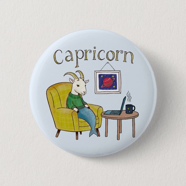 Capricorn star sign Sea Goat zodiac star 6 Cm Round Badge (Front)