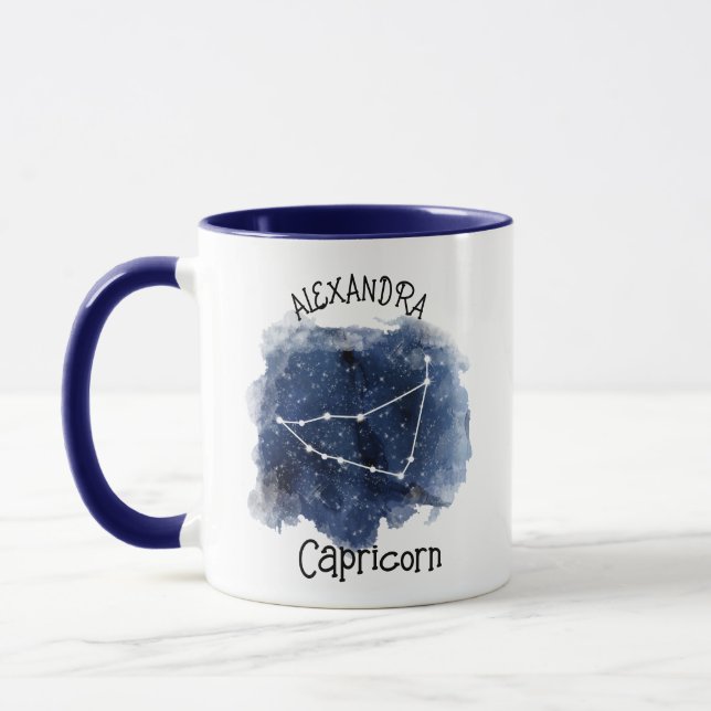 Capricorn Starry Night Constellation Custom Name Mug (Left)