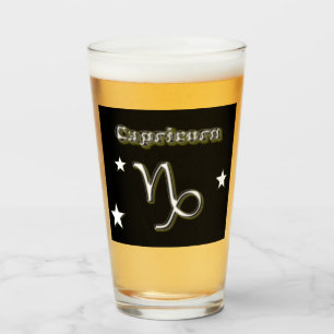 Capricorn symbol glass