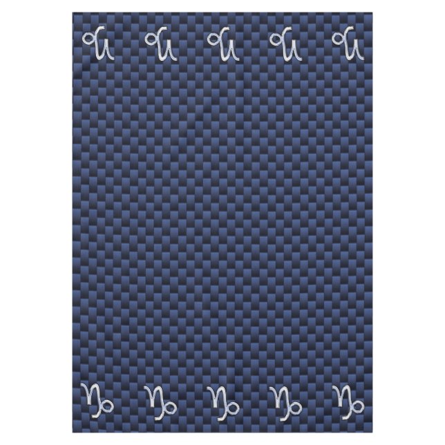 Capricorn Symbol Navy Carbon Fibre Style Tablecloth (Front)