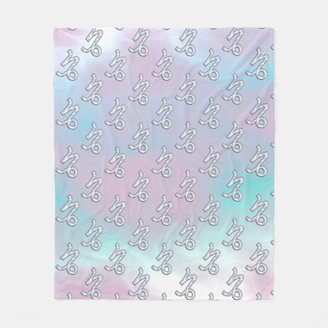 Capricorn Symbol on Mother of Pearl Nacre Decor Fleece Blanket (Front)