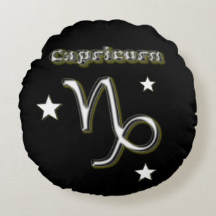 Capricorn symbol round cushion