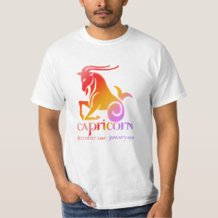 Capricorn the Goat Astrology Orange & Purple T-Shirt