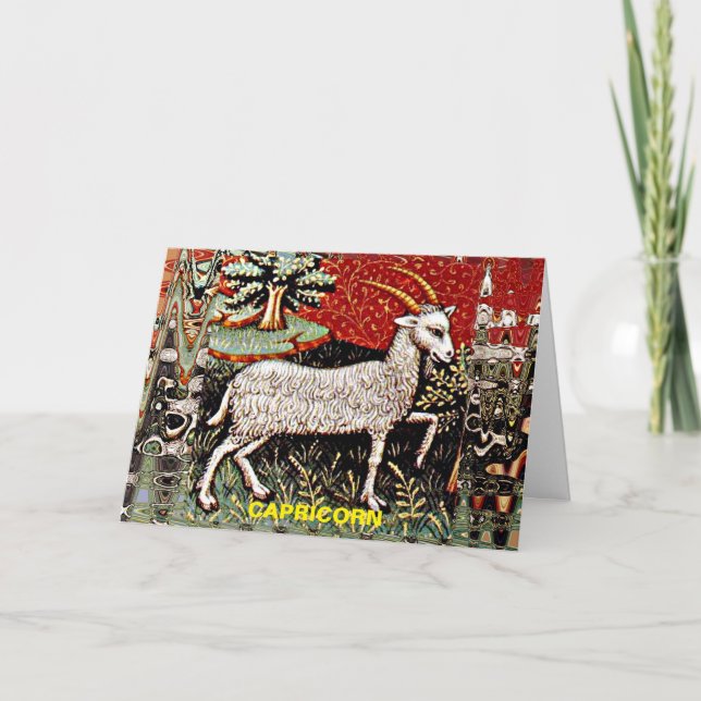 Capricorn the Goat Zodiac Sign Birthday Party Card (Front)